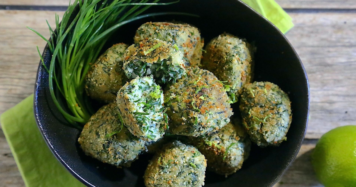 Agretti, ricotta and pecorino cheese balls with lime.  Recipe - LifeGate